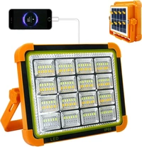 Solar LED Floodlight with Built-in Power Bank, 4-Grid Ultra Bright Panels, IP66 Waterproof, Ideal for Outdoor Lighting, Garage, and Storefronts