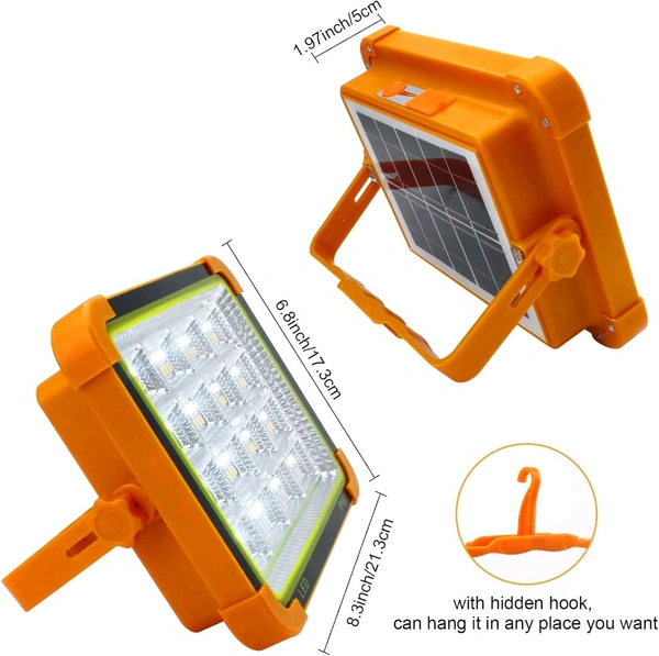Solar LED Floodlight with Built-in Power Bank, 4-Grid Ultra Bright Panels, IP66 Waterproof, Ideal for Outdoor Lighting, Garage, and Storefronts