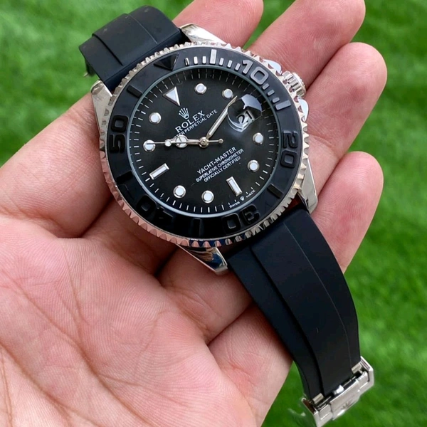 Analog Oyster Yacht-Master Heavy Quality Battery Operated Machinery Watch - Silver