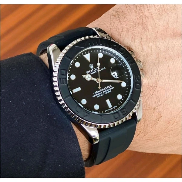 Analog Oyster Yacht-Master Heavy Quality Battery Operated Machinery Watch - Silver