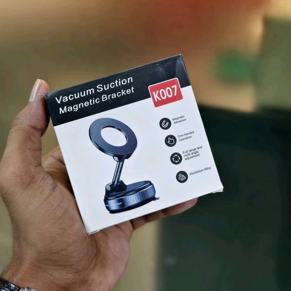 K007 Magnetic Phone Holder for Car Dashboard – Vacuum Suction Base, 360° Adjustable, One-Hand Operation, Strong Magnet Mount for All Smartphones

