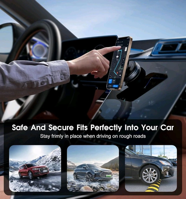 K009 Magnetic Phone Mount with Vacuum Suction – 360° Rotation, One-Hand Operation, Secure Dash Mount for All Smartphones (Universal Fit)