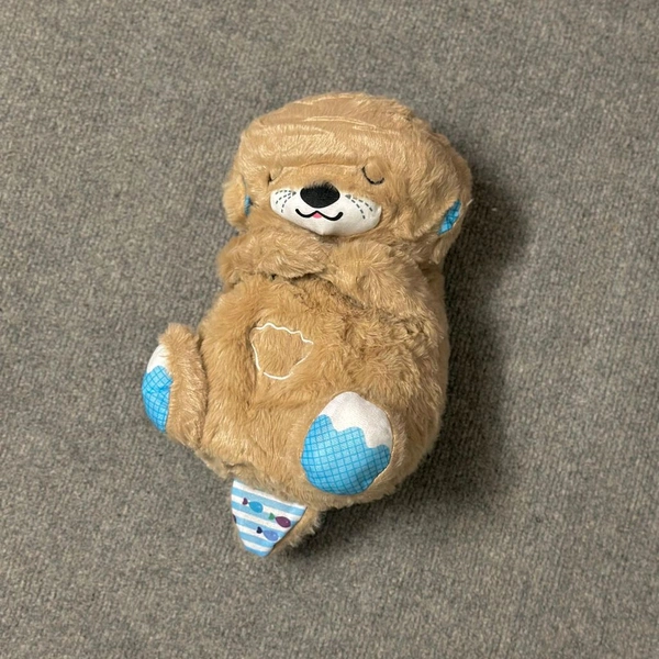 Portable Breathing Teddy Bear Soft Toy Plush Sound Machine, Baby Gift with Music, Lights & Breathing Motion Infant Toys for Newborns, Soft Breathing Stitch Teddy - Light Brown