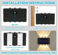 Wireless Solar Outdoor Lights Waterproof Up and Down Wall Lamp Dusk to Dawn Outdoor Lighting Aluminum Housing for Yard Deck Garden Garage Walkway Porch 4 Led (Set of 2)