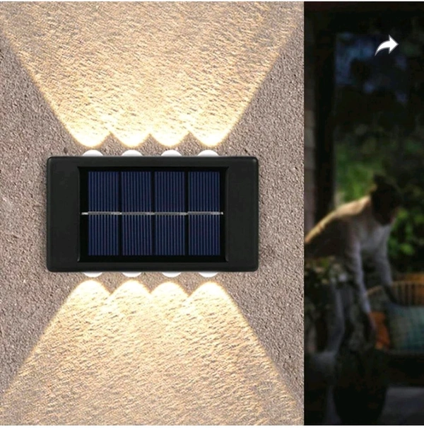 Wireless Solar Outdoor Lights Waterproof Up and Down Wall Lamp Dusk to Dawn Outdoor Lighting Aluminum Housing for Yard Deck Garden Garage Walkway Porch 4 Led (Set of 2)