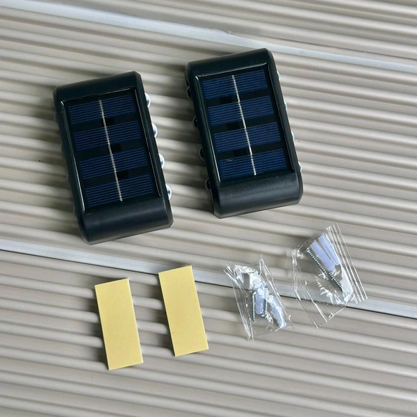 Wireless Solar Outdoor Lights Waterproof Up and Down Wall Lamp Dusk to Dawn Outdoor Lighting Aluminum Housing for Yard Deck Garden Garage Walkway Porch 4 Led (Set of 2)