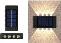 Wireless Solar Outdoor Lights Waterproof Up and Down Wall Lamp Dusk to Dawn Outdoor Lighting Aluminum Housing for Yard Deck Garden Garage Walkway Porch 4 Led (Set of 2)