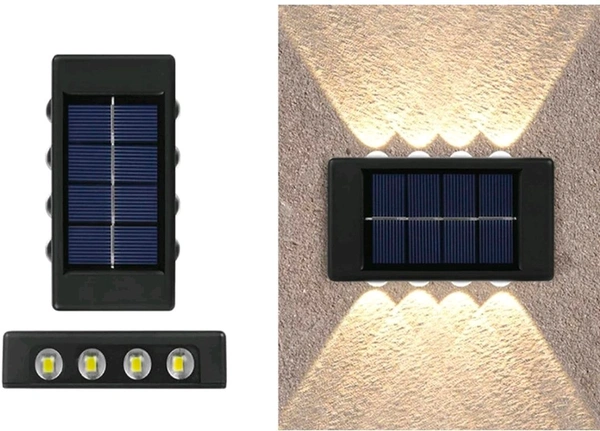 Wireless Solar Outdoor Lights Waterproof Up and Down Wall Lamp Dusk to Dawn Outdoor Lighting Aluminum Housing for Yard Deck Garden Garage Walkway Porch 4 Led (Set of 2)