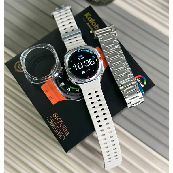 Kalobee SK7 Ultra Smartwatch – AMOLED Display | Bluetooth Calling | 100+ Sports Modes | IP67 | Wireless Charging - Silver