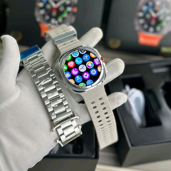 Kalobee SK7 Ultra Smartwatch – AMOLED Display | Bluetooth Calling | 100+ Sports Modes | IP67 | Wireless Charging - Silver