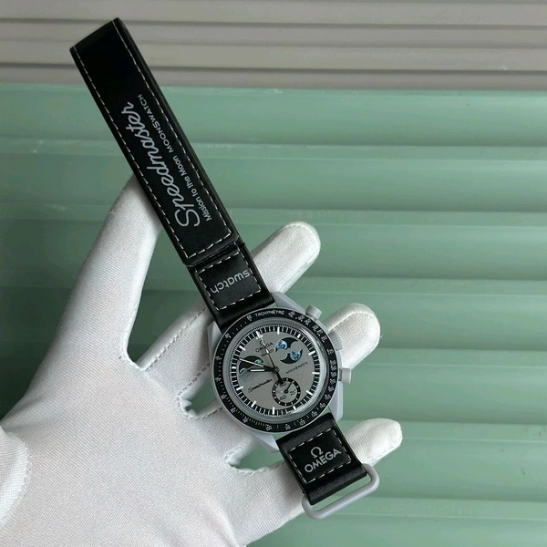Analog Speedmaster MoonSwatch High Quality Quartz Movement Chronograph Machinery Watch - Black