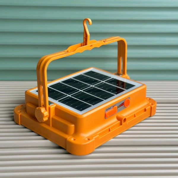Solar LED Floodlight with Built-in Power Bank, 4-Grid Ultra Bright Panels, IP66 Waterproof, Ideal for Outdoor Lighting, Garage, and Storefronts