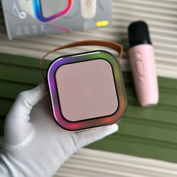 Hitage Portable Bluetooth Speaker with RGB Lights & Wireless Microphone – Dynamic Thunder Sound, Stereo Channel, Multi-Colour Modes