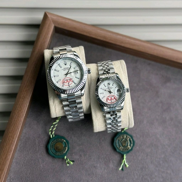 Most Demanded Analog Couple Quartz Movement Collection With High Quality Strap Best Finishing Body & Case
 - White