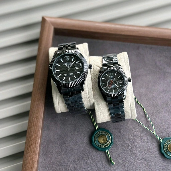 Most Demanded Analog Couple Quartz Movement Collection With High Quality Strap Best Finishing Body & Case
 - Black