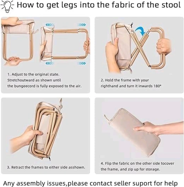 Handbag Folding Stool Zipper Bag Foldable Camping Chairs Picnic Lightweight Folding Stool | Stability & Comfort Portable Camp for Beach, Horse Tying, Fishing, Tourism, Leisure, Outdoor Small Stool
