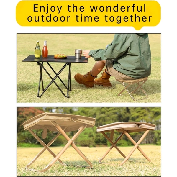 Handbag Folding Stool Zipper Bag Foldable Camping Chairs Picnic Lightweight Folding Stool | Stability & Comfort Portable Camp for Beach, Horse Tying, Fishing, Tourism, Leisure, Outdoor Small Stool
