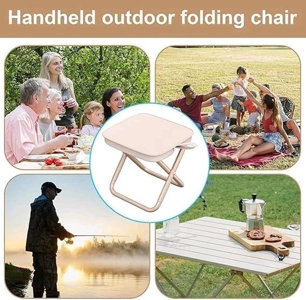 Handbag Folding Stool Zipper Bag Foldable Camping Chairs Picnic Lightweight Folding Stool | Stability & Comfort Portable Camp for Beach, Horse Tying, Fishing, Tourism, Leisure, Outdoor Small Stool
