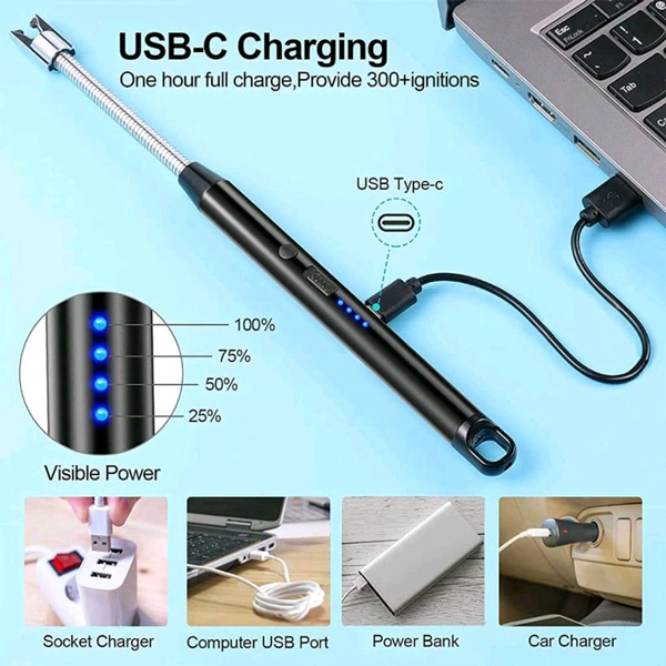 Lighter Long Flexible Electric Arc USB Rechargeable Windproof Flameless Electronic Smoking Plasma Lighters for Multipurpose Like Candles Grill BBQ Smoking Fireplace Survival Stove