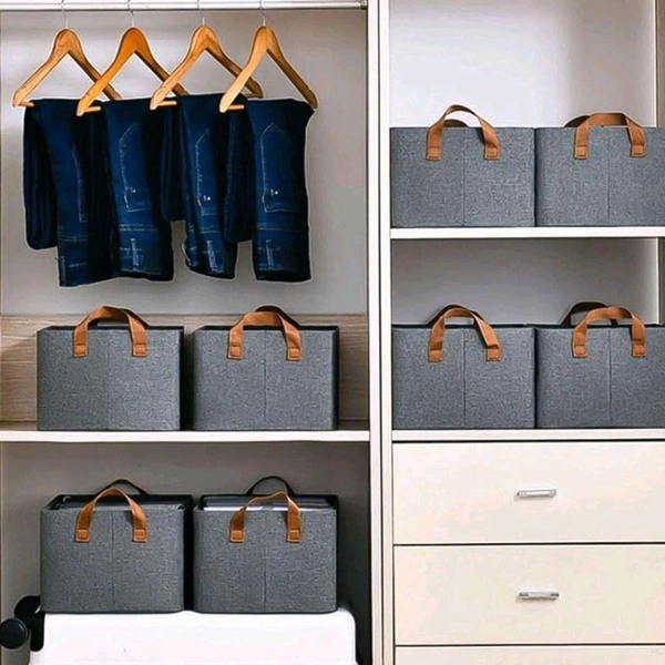 Cloth storage baskets, closet storage bins, Canvas Fabric Storage Basket for shelves, basket organizers for shelf, storage bins for clothes  - Pack Of 1