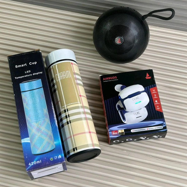 Combo Offer – Smart Flask + Wireless Speaker + TWS Earbuds