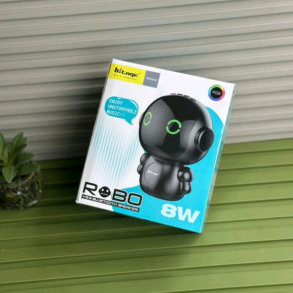 Hitage Robo 8W Bluetooth Speaker with RGB Lights, FM & USB Support
 - Black
