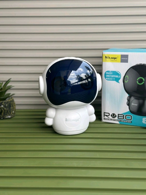Hitage Robo 8W Bluetooth Speaker with RGB Lights, FM & USB Support
 - White