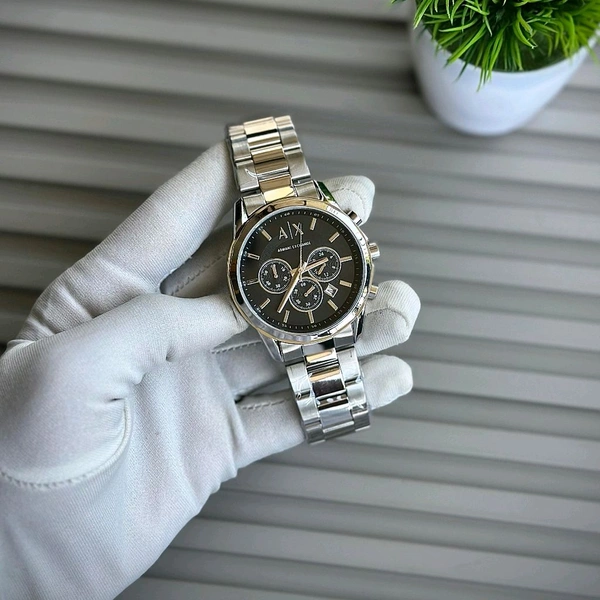 Men’s Classic Analog Watch – Elegant Dial, Date Display, Chronograph Working – Formal & Casual Wear - Silver