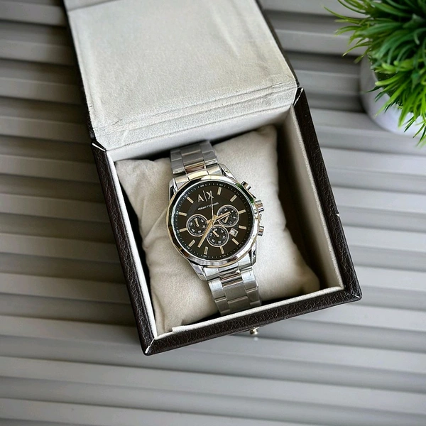 Men’s Classic Analog Watch – Elegant Dial, Date Display, Chronograph Working – Formal & Casual Wear - Silver