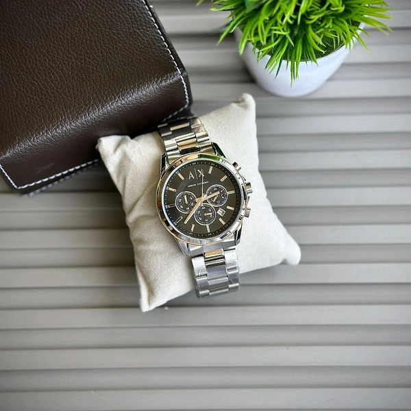 Men’s Classic Analog Watch – Elegant Dial, Date Display, Chronograph Working – Formal & Casual Wear - Silver