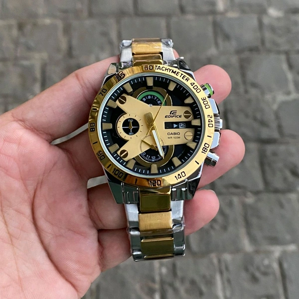 Men’s Classic Analog Watch – Elegant Dial, Date Display, Chronograph Working – Formal & Casual Wear - Gold