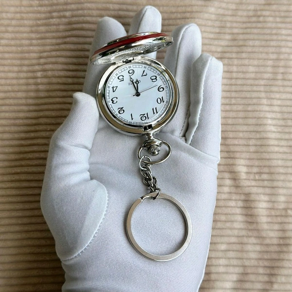Vintage Pocket Watch Keychain | Retro Design | Quartz Movement | Gift Choice - Tiger Emblem