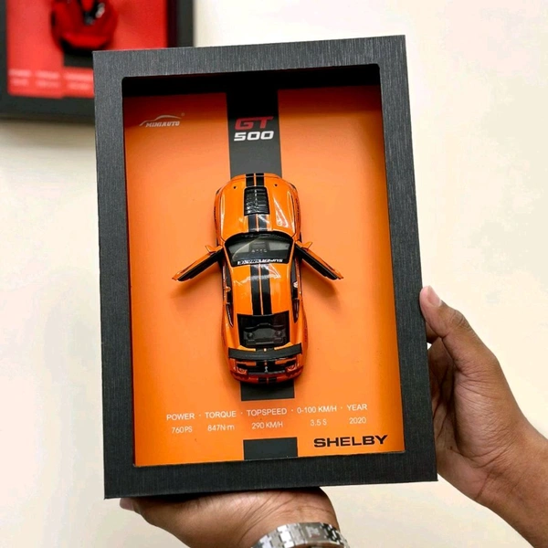 Premium Framed Car Model – 3D Wall Decor for Auto Enthusiasts, Unique Models  - Orange