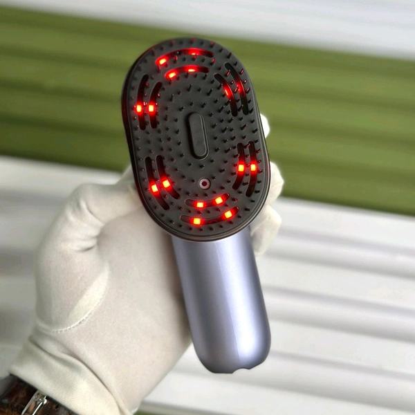 Purple Scalp Massager with Vibration, Red Light Therapy & Mist Function 