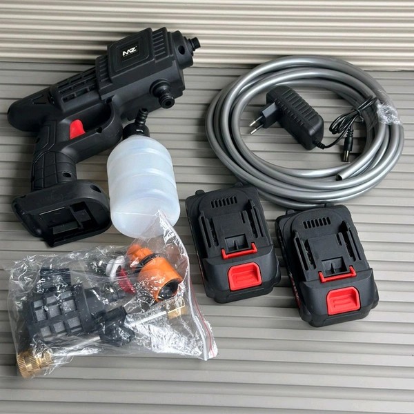MZ WG02 48V Portable Spray Gun – Dual Battery High-Pressure Washer with Foam Bottle & Multi Nozzle Set