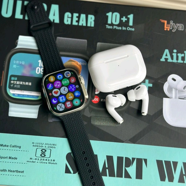 Ultra Gear Ultra Suit Max – Series 8 Ultra (49mm) | 10-in-1 Combo Smartwatch Pack with 7 Straps, Earbuds & Wireless Charger