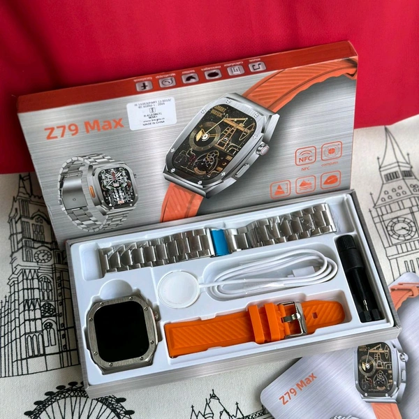 Smart Watch Z79 Max Watch, 2.1inch HD 460mah Battery, 100+sport Modes, NFC Smart Watch, Rugged Watches for Men, Fitness Watch for Men Women, - Orange