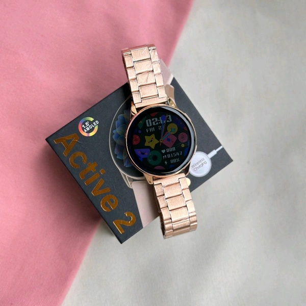 Active 2 Best Quality Smartwatch | 2.5D Curve HD Screen Full Touch Upto 1*2 days Battery Backup | Dual Strap - Black