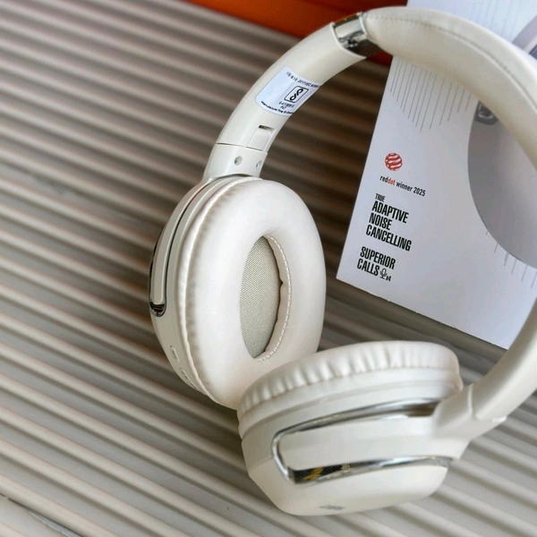 New Wireless Headphones With ANC – BT Earphone, Over Ear Headphones With Built-in Mic - Upto 8 Hours Playtime, Heavy Sound And Bass Quality, Perfect For Everyday Use - White