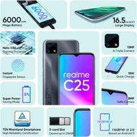 REALME realme C25 ( 64 GB)  (4 GB RAM) - Watery Grey,, EMI STARTING @ 9990/- * CONDITION APPLY, CASH ON DELIVERY,PHONEPAY,GOOGLE PAY,NETBANKING,DEBIT & CREDIT CARD PAYMENT AVALIABLE, 4GB/64GB