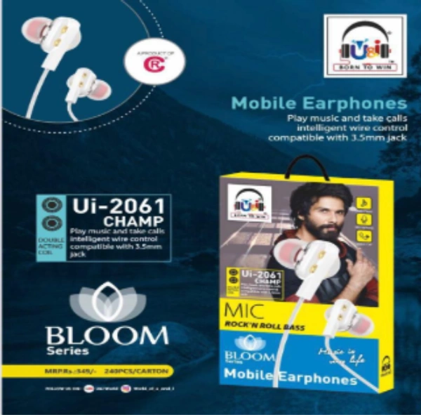 U & I U&I Bloom Series Ui-2061 Champ Mobile Earphone - BK / WHITE, CASH ON DELIVERY,PHONEPAY,GOOGLE PAY,NETBANKING,DEBIT & CREDIT CARD PAYMENT AVALIABLE