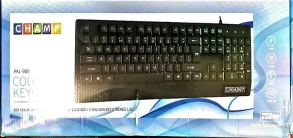 TVS CHAMP PKL-980 COLOR LIT Wired USB Multi-device Keyboard  (Black - BLACK, COD ,PHONEPAY,GOOGLE PAY,NETBANKING,UPI PAYMENT,DEBIT & CREDIT CARD PAYMENT.