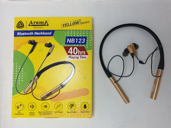Aroma NB 123 - 40 Hours Playtime with TF card slot Bluetooth Headset Bluetooth Headset  (Silver, Black, In the Ear)