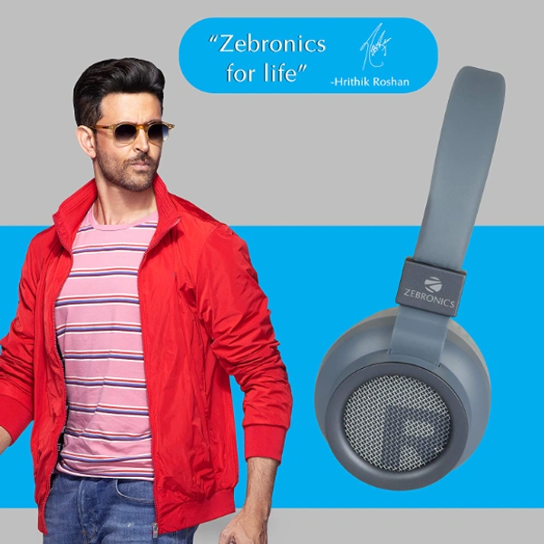 Zebronics Zeb-Bang Foldable Wireless BT Headphone Comes with 40mm Drivers, AUX Connectivity, Call Function, 16Hrs* Playback time & Supports Voice Assistant (Blue) - YES