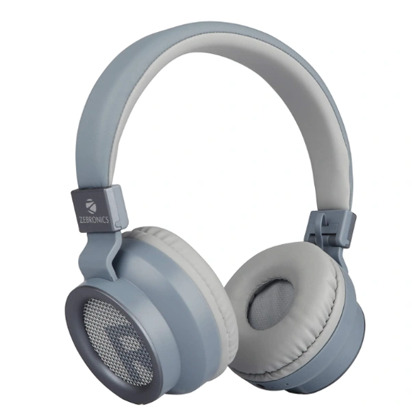 Zebronics Zeb-Bang Foldable Wireless BT Headphone Comes with 40mm Drivers, AUX Connectivity, Call Function, 16Hrs* Playback time & Supports Voice Assistant (Blue) - YES