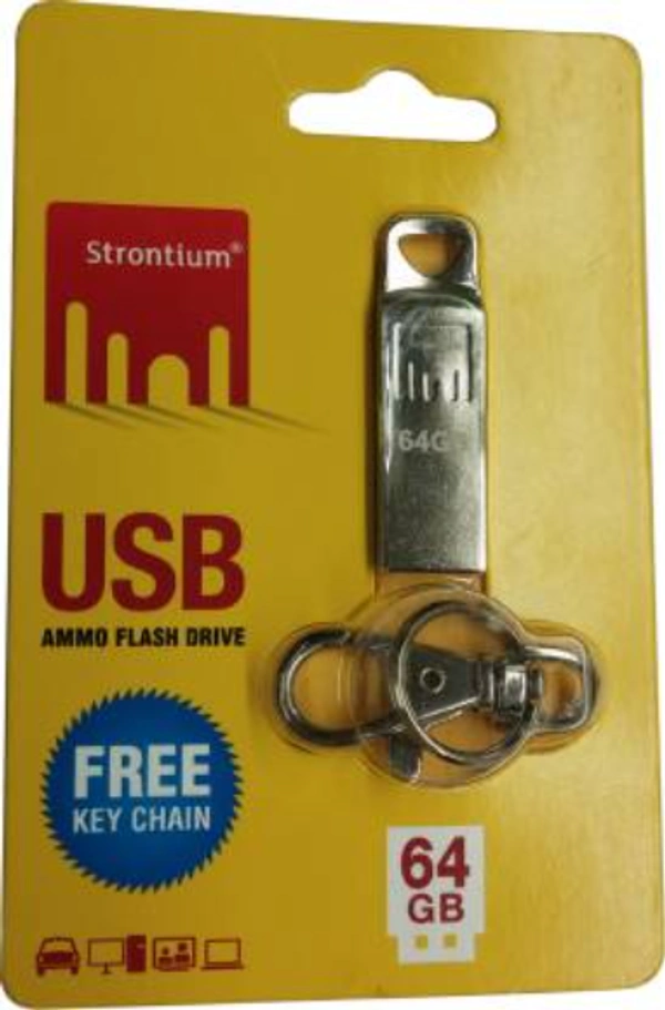 Strontium USB Ammo 64 GB Pen Drive  (Silver) - 64GB, YES
