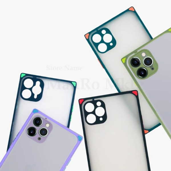 Indian Square Frame Smoke Back Case Cover | High Quality Matte TPU Hard Plastic Material Flexible with 4 squared edges corners | Colorful Soft Buttons Lightweight | - CALL 9093416366 FOR ORDER MODEL NO