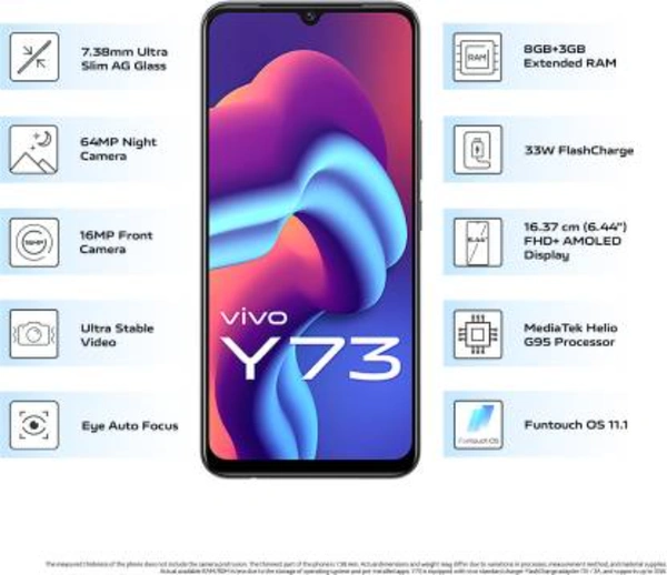 VIVO Y73 - DIAMOND FLARE, YES, COD ,PHONEPAY,GOOGLE PAY,NETBANKING,UPI PAYMENT,DEBIT & CREDIT CARD PAYMENT., 8GB/128GB, NO COST EMI