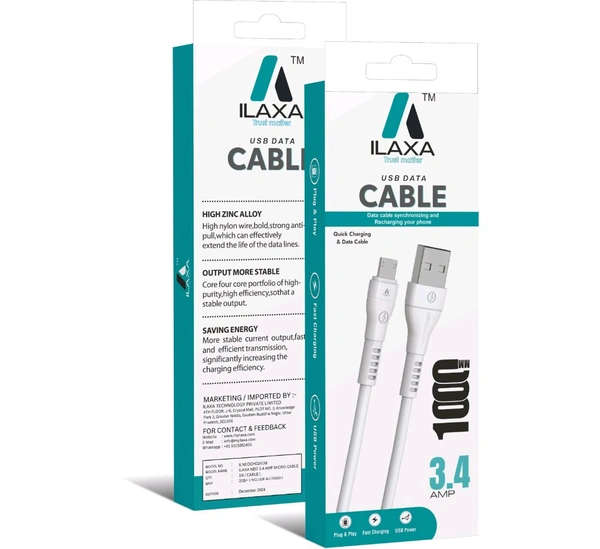 Ilaxa 3.4 Amp Micro Usb Cable  - White