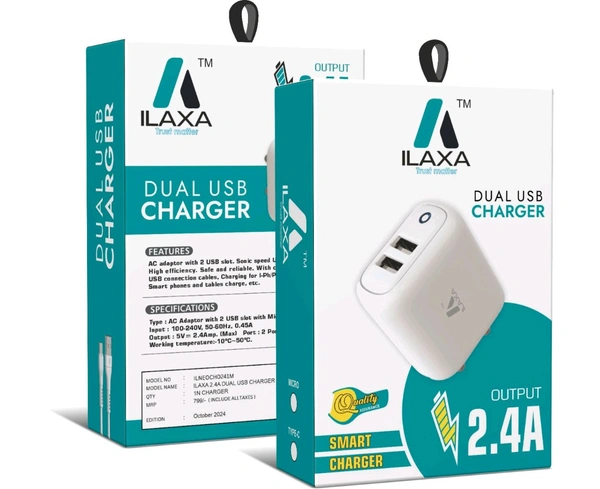 Ilaxa 2.4amp Charger  - White